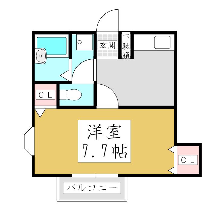 ACROSS(1K/2階)の間取り写真