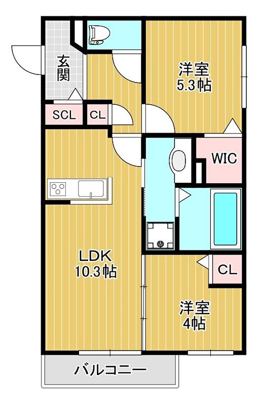 サウス グランツ1号棟(2LDK/2階)の間取り写真