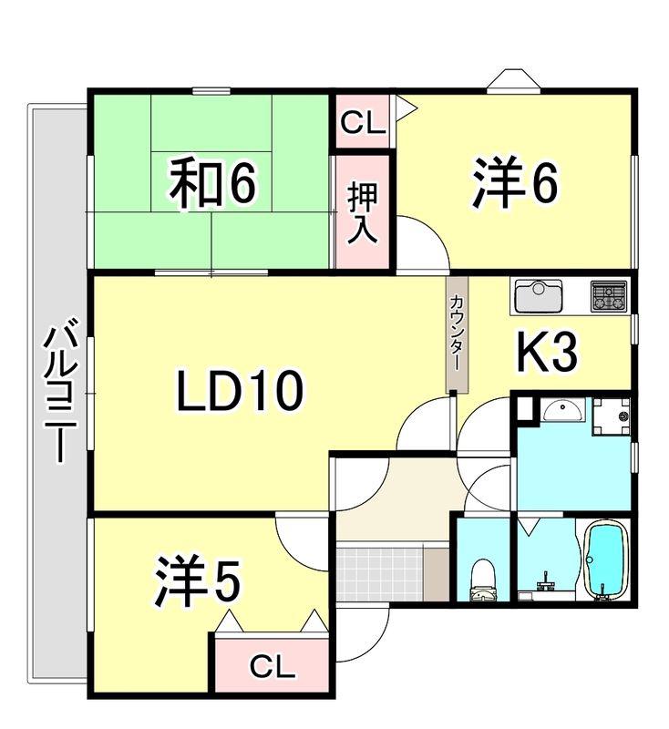 ユートピア20 B棟(3LDK/2階)の間取り写真