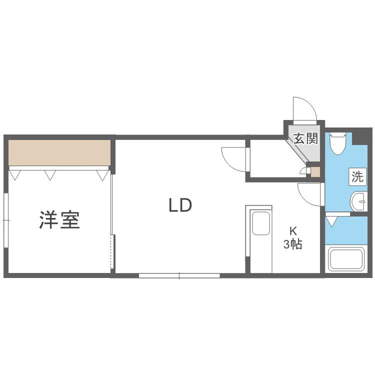 クレア白石(1LDK/1階)の間取り写真