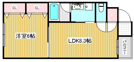 ジーブロック(1LDK/3階)の間取り写真