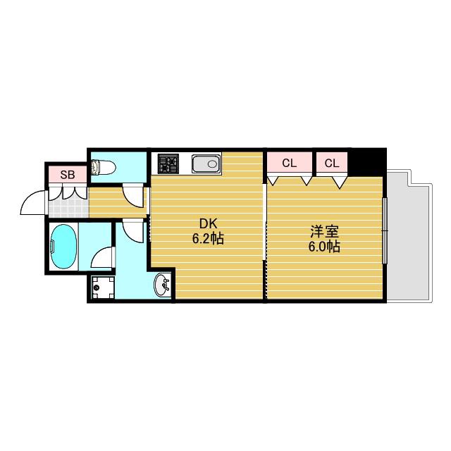 エステムコート新大阪10ザゲート(1DK/8階)の間取り写真