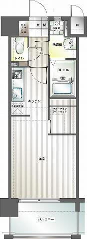 エンクレスト博多III(1K/8階)の間取り写真