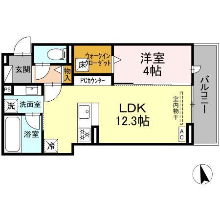 D-AVANCE戸崎元町(1LDK/1階)の間取り写真