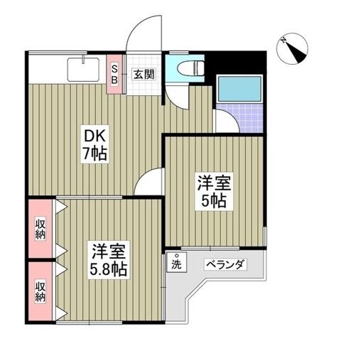 すすきのマンション(2DK/3階)の間取り写真