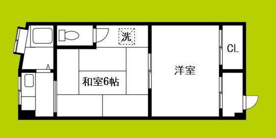 山宗マンション(2K/1階)の間取り写真