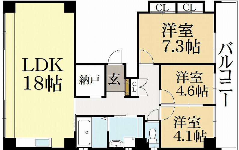 北山アトリエビル(3LDK/3階)の間取り写真