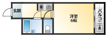 グレード小山(1K/2階)の間取り写真