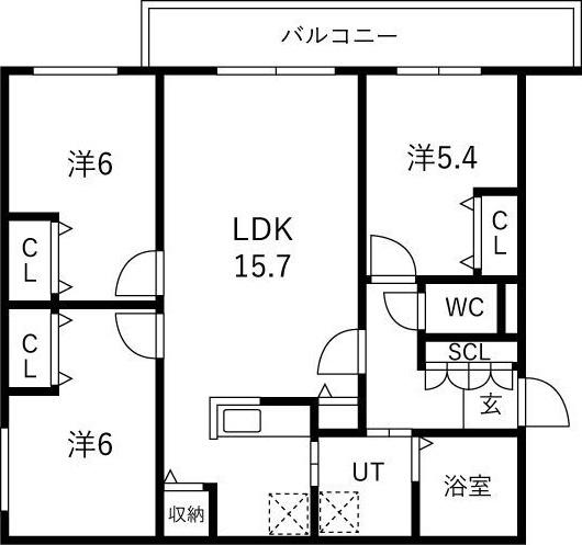 ZABO HILLS MIKAHO(3LDK/3階)の間取り写真