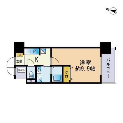 ネクストオーク大名(1K/10階)の間取り写真