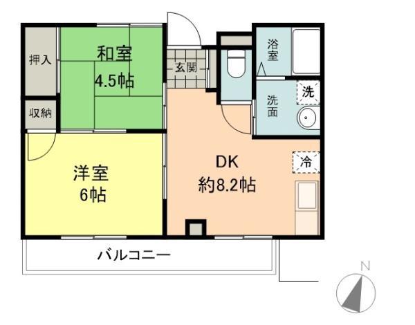 YSSQEARE東大成(2DK/3階)の間取り写真
