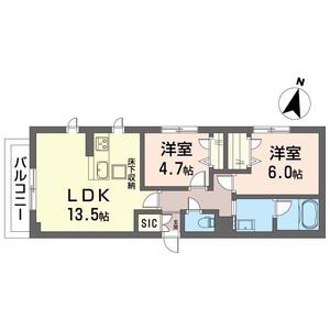 ディーゼー(2LDK/2階)の間取り写真