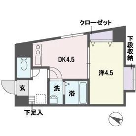 アソシアグロッツォ平尾(1DK/1階)の間取り写真