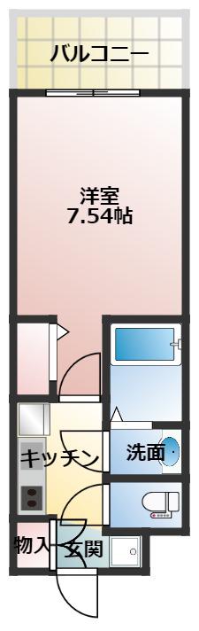 ロイス茨木奈良町(1K/2階)の間取り写真