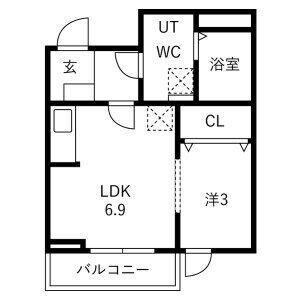 クレール貝ヶ森(1LDK/1階)の間取り写真
