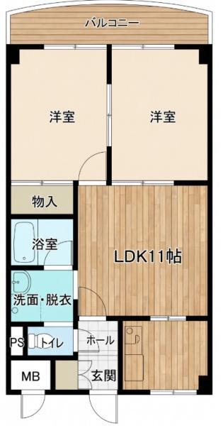 ファーストタウン喜連(2LDK/2階)の間取り写真