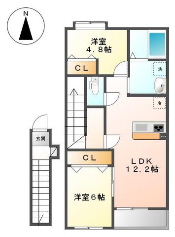 ロイヤルパレスS(2LDK/2階)の間取り写真