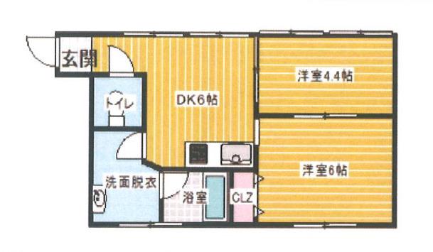 M2穴田ビル(2DK/3階)の間取り写真