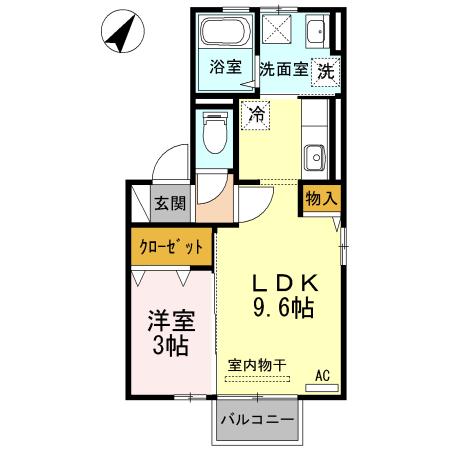 D-ROOMグラヴス晴海ヶ丘(1LDK/1階)の間取り写真