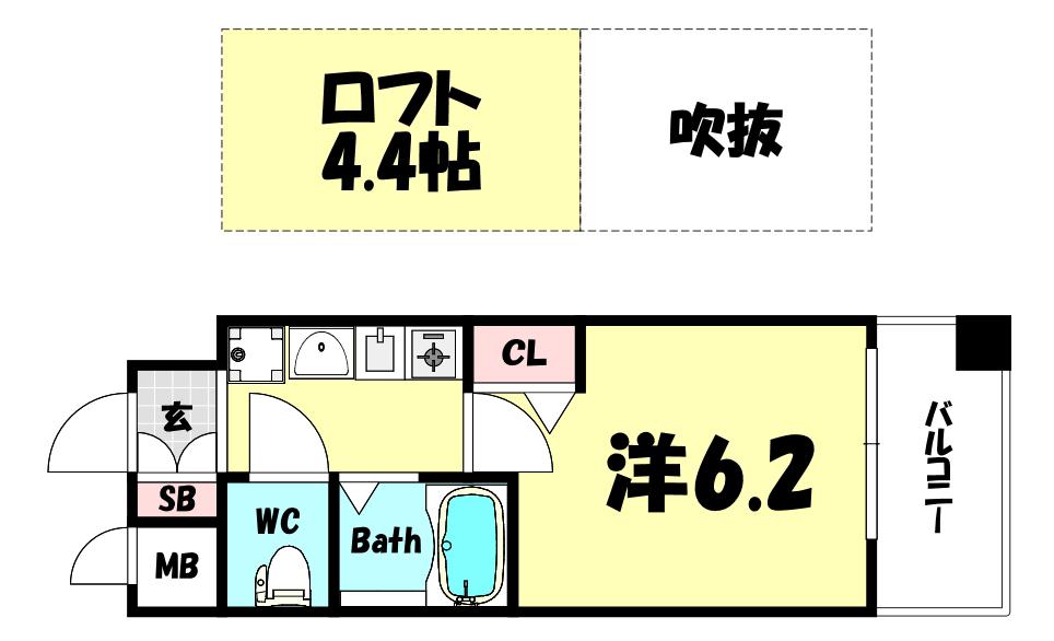 ESTEMCOURT三宮イーストポルトマーレ(1K/4階)の間取り写真