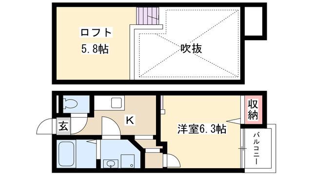 CREO日比野(1K/2階)の間取り写真