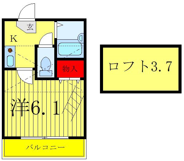 ウエストハイム西川口(1K/1階)の間取り写真