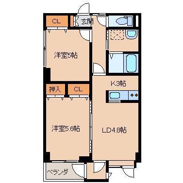ハーモニーハウス(2LDK/2階)の間取り写真