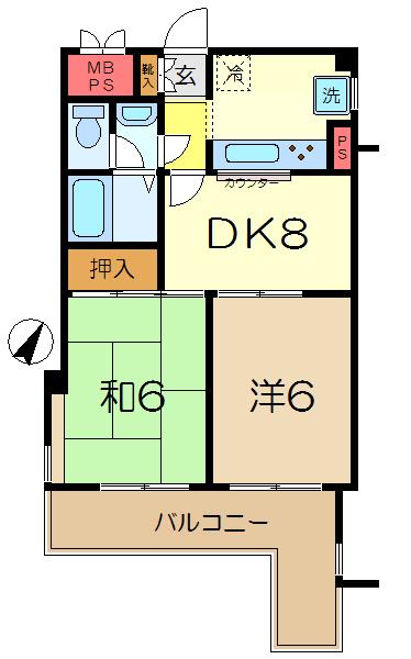 グレイスハイツ2(2DK/2階)の間取り写真