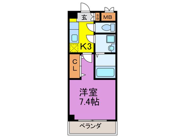 アムールメゾン(1K/4階)の間取り写真