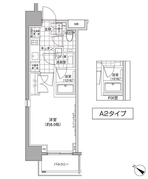 パークハビオ人形町(1K/5階)の間取り写真