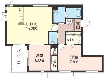 メゾンドアゼリア(2LDK/2階)の間取り写真
