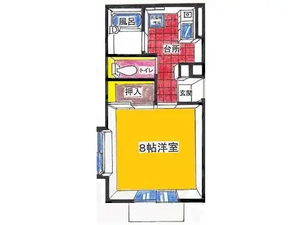 ルミエール(1K/1階)の間取り写真