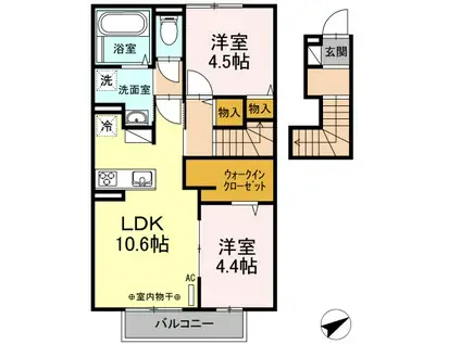 GREEN PARK COSMOS(2LDK/2階)の間取り写真