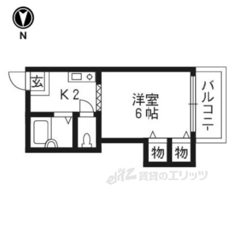 サンハイツ伊勢田(1K/2階)の間取り写真