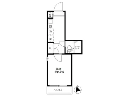 小金井Mビル(1K/2階)の間取り写真