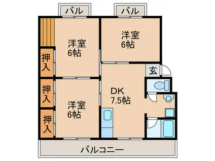 大洋ビル(3DK/2階)の間取り写真