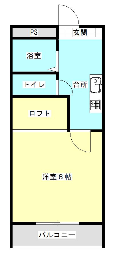 エコブライト(1K/4階)の間取り写真