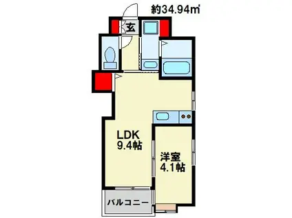 LUMINOUS AI清水(1LDK/5階)の間取り写真