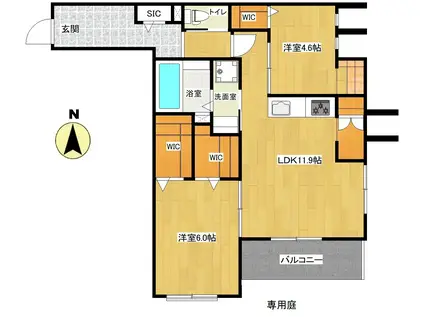 クラウドパーク(2LDK/1階)の間取り写真
