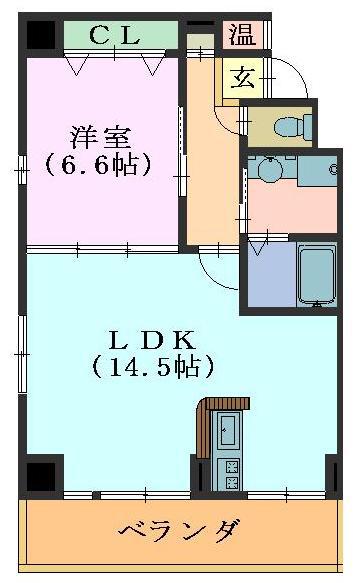 サン東山公園ウエスト(1LDK/8階)の間取り写真