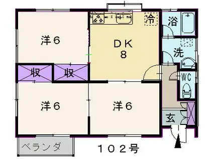 南田パインコーポ(3DK/1階)の間取り写真