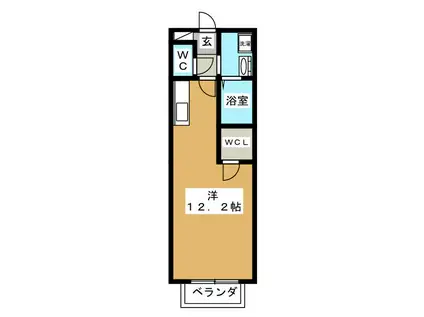 サンヴィブレ(ワンルーム/2階)の間取り写真