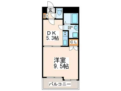 ラ・カーサ神水(1DK/4階)の間取り写真