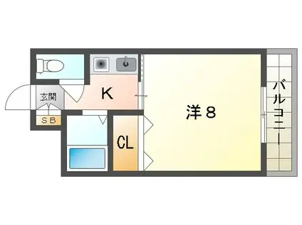 グリーンゲイブルスII(1K/7階)の間取り写真