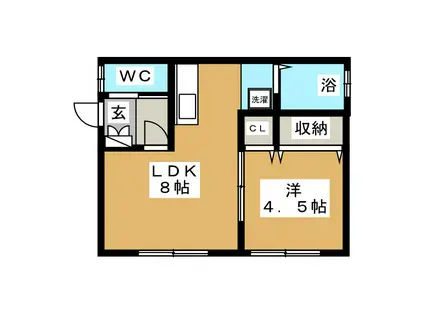 メゾンカトレア(1LDK/1階)の間取り写真