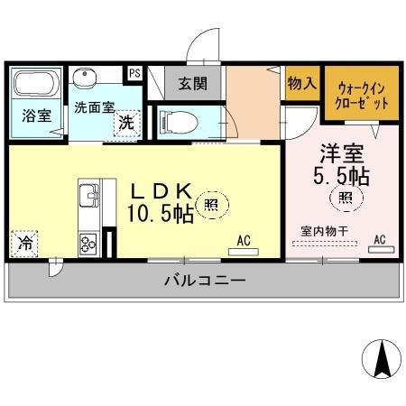 エムズコート(1LDK/3階)の間取り写真