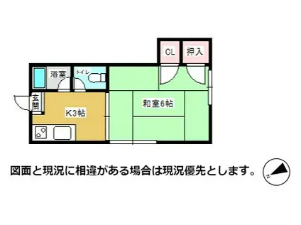 ハイツ松下(1K/1階)の間取り写真