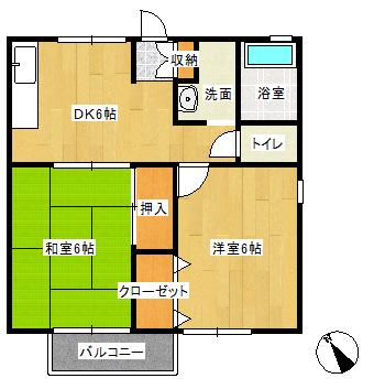 セジュール池之上(2DK/2階)の間取り写真