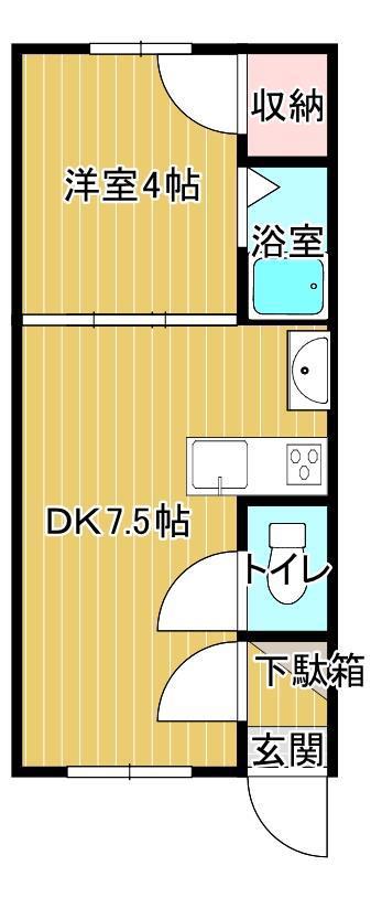 ベルコートハウス(1DK/2階)の間取り写真