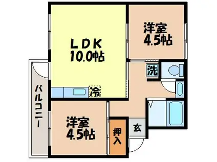 ガーデンヒルズ青山(2LDK/1階)の間取り写真